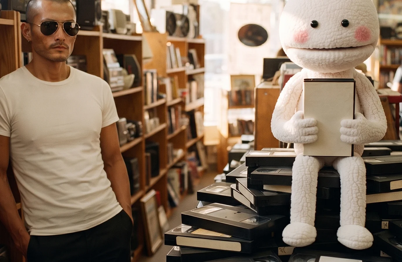 George and CVS in a bookstore